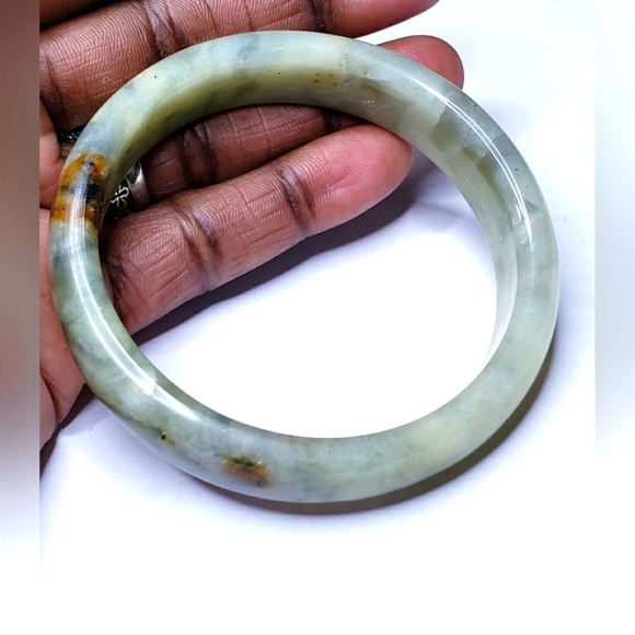 Wide Jade Bangle Bracelet 0.50" - Picture 1 of 2